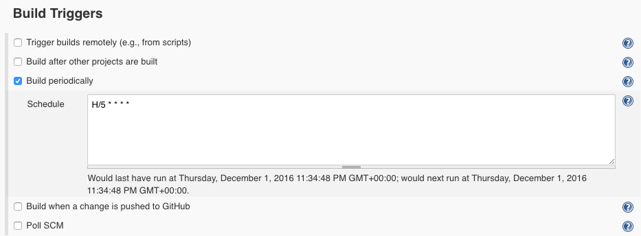 Jenkins - scheduled build setup
